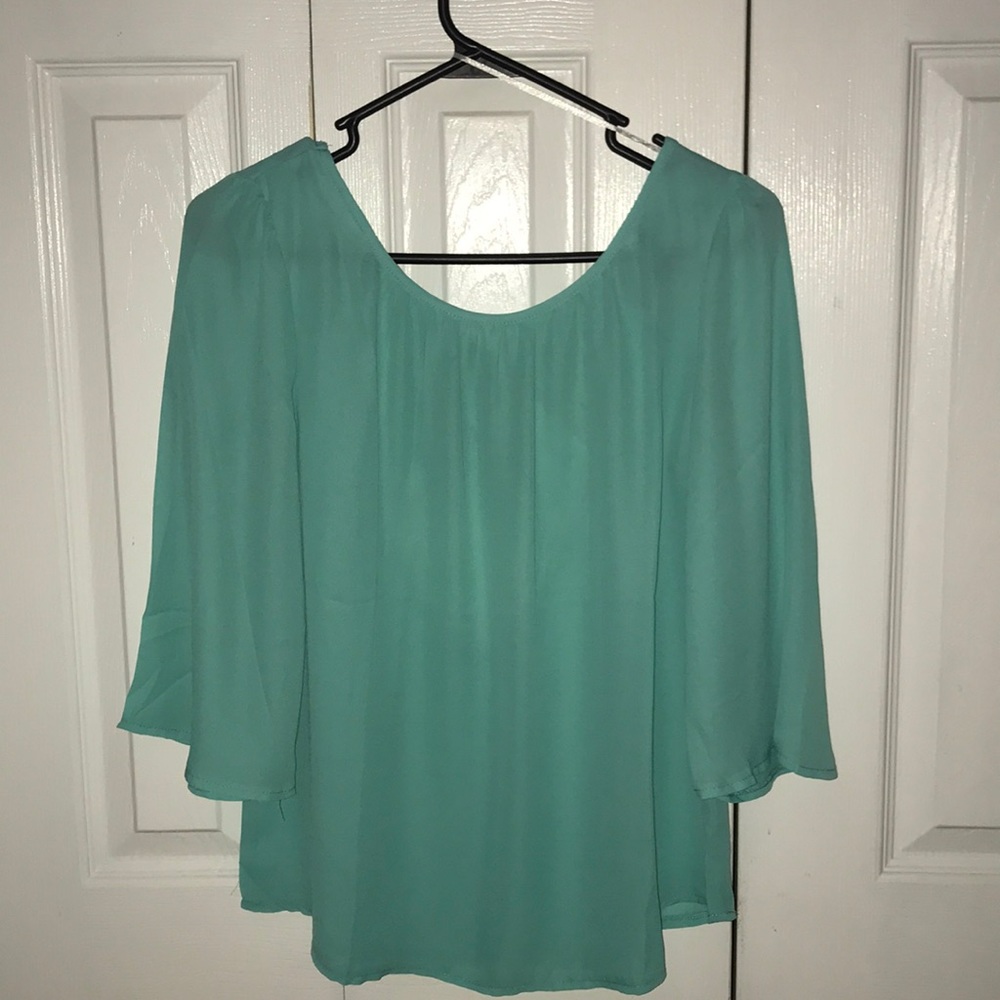 Teal cross back shirt